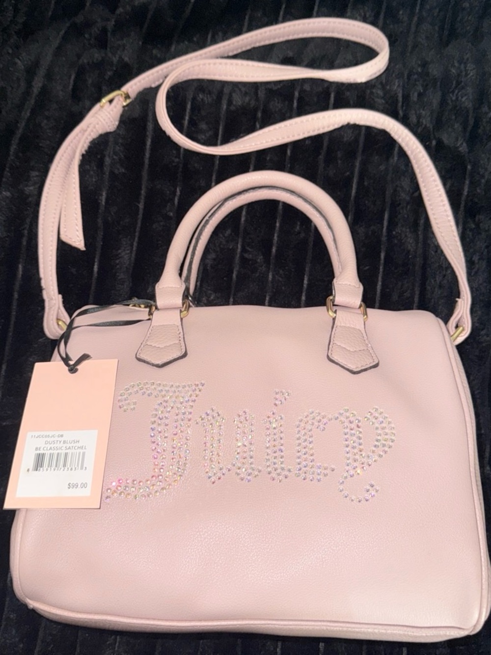 Juicy Couture Light Pink Rhinestone Logo Satchel